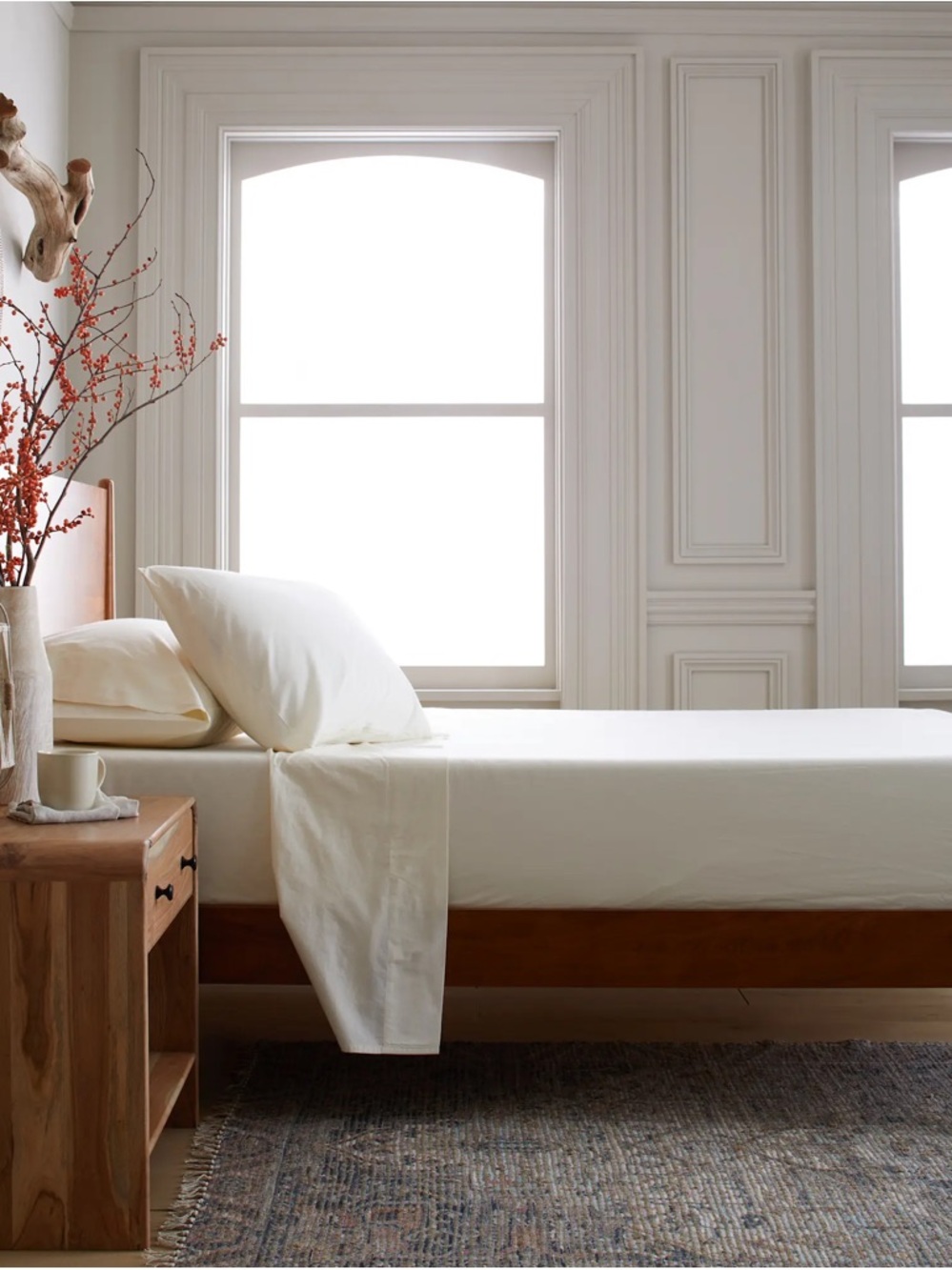 Quince Brushed Cotton Ivory Flat Sheet — KING